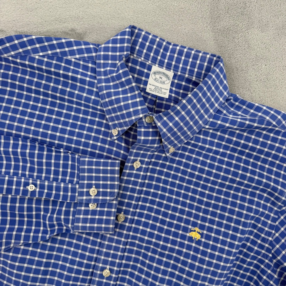 Brooks Brothers Mens Slim‎ Fit Non Iron Supima Cotton Dress Shirt Size XL